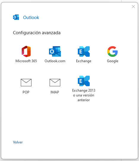 Outlook nos ofrece diferentes opciones de configuración.